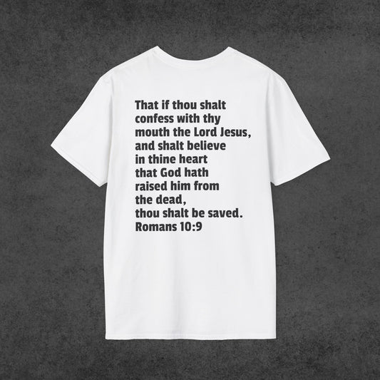 Romans 10:9 Short Sleeve T (Back Only)